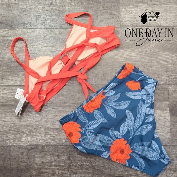 Cupshe Tie Back Hey Hole High Waist Bikini Swimsuit Size S - Picture 7 of 7